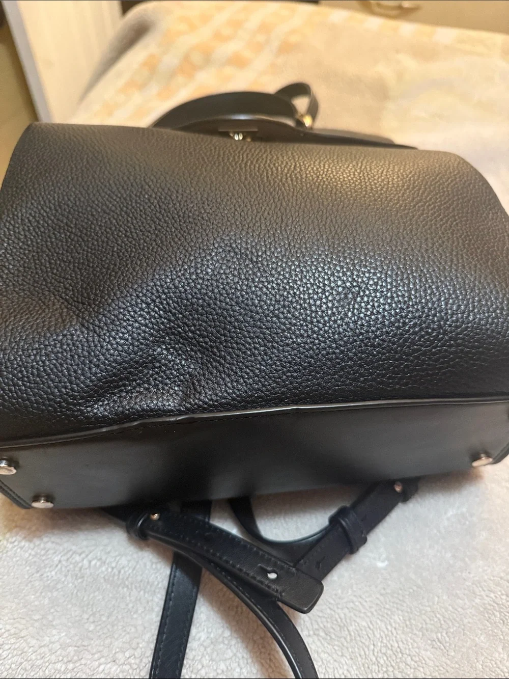kate spade Black Leather Structured Top-Handle Crossbody Bag